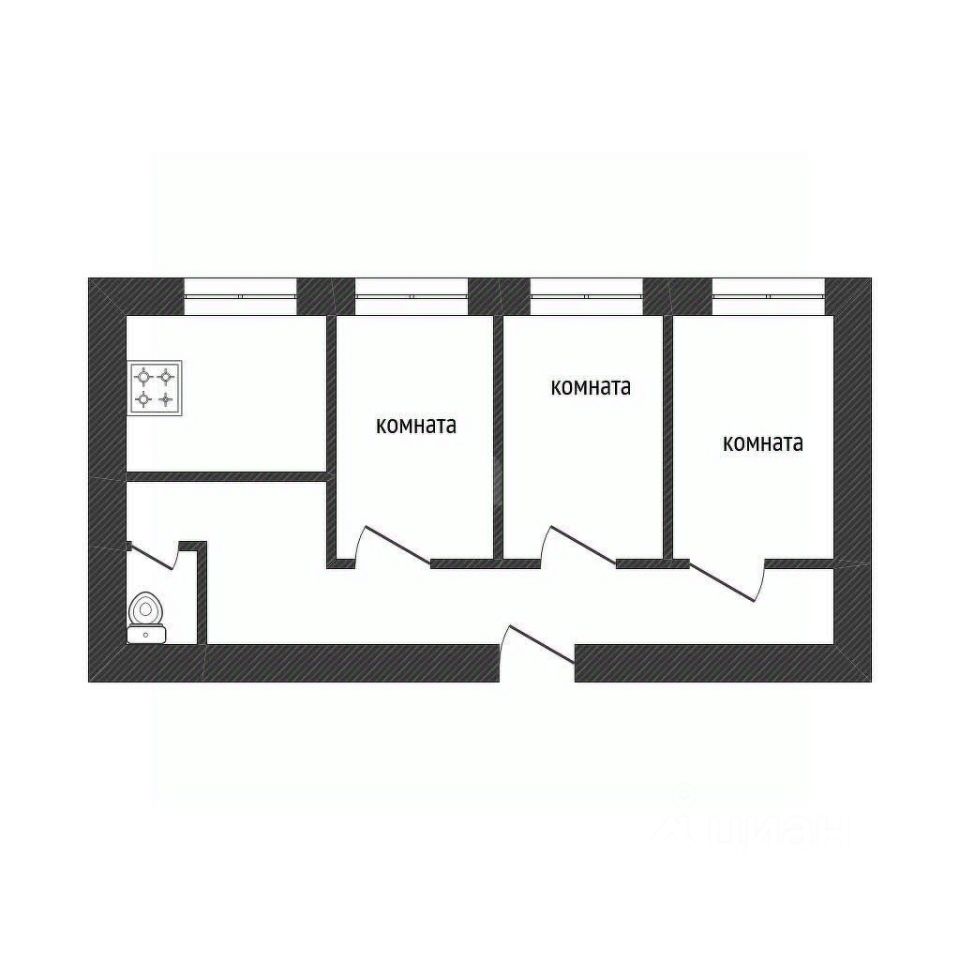 Комната 3-комн. 54 м² в Тихвинское городское поселение — миниатюра 2