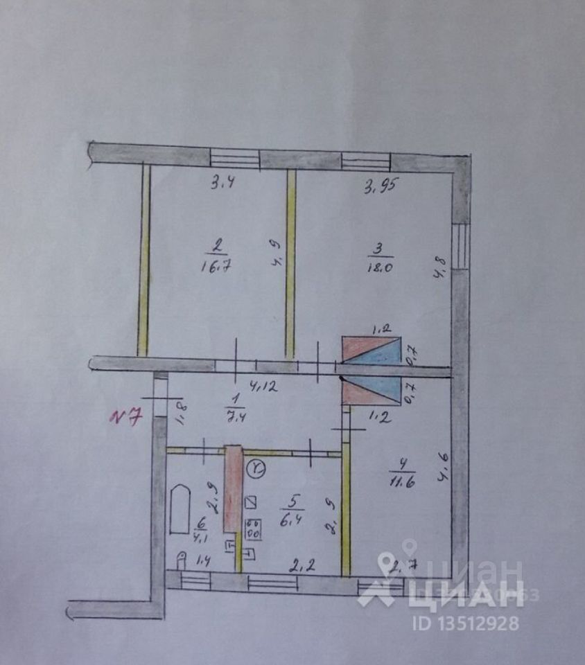 Комната 64.2 м²