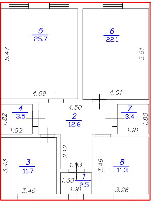 Комната 92.8 м²