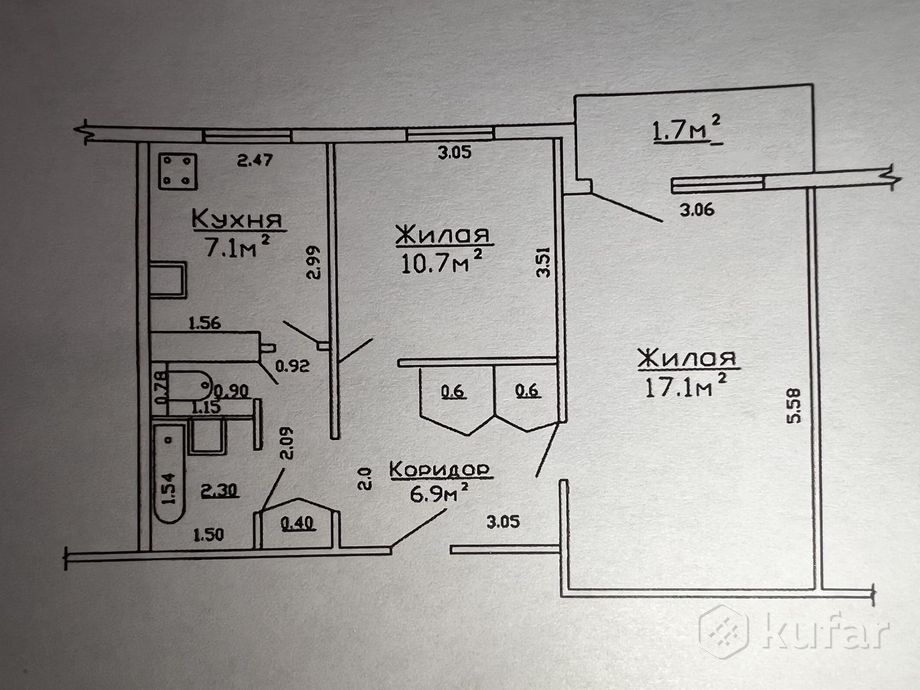 Комната 46.4 м²