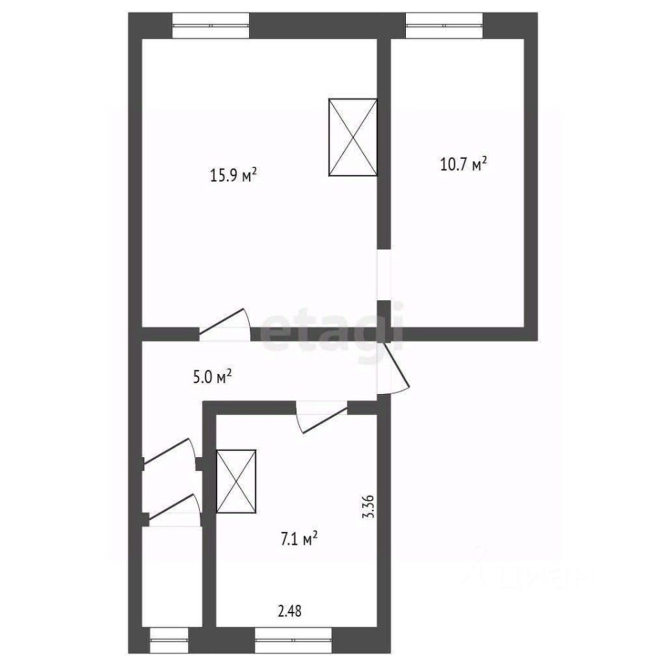 Квартира 2-комн. 40.9 м² за 390 000 ₽ в пос. Андогский — фото 1