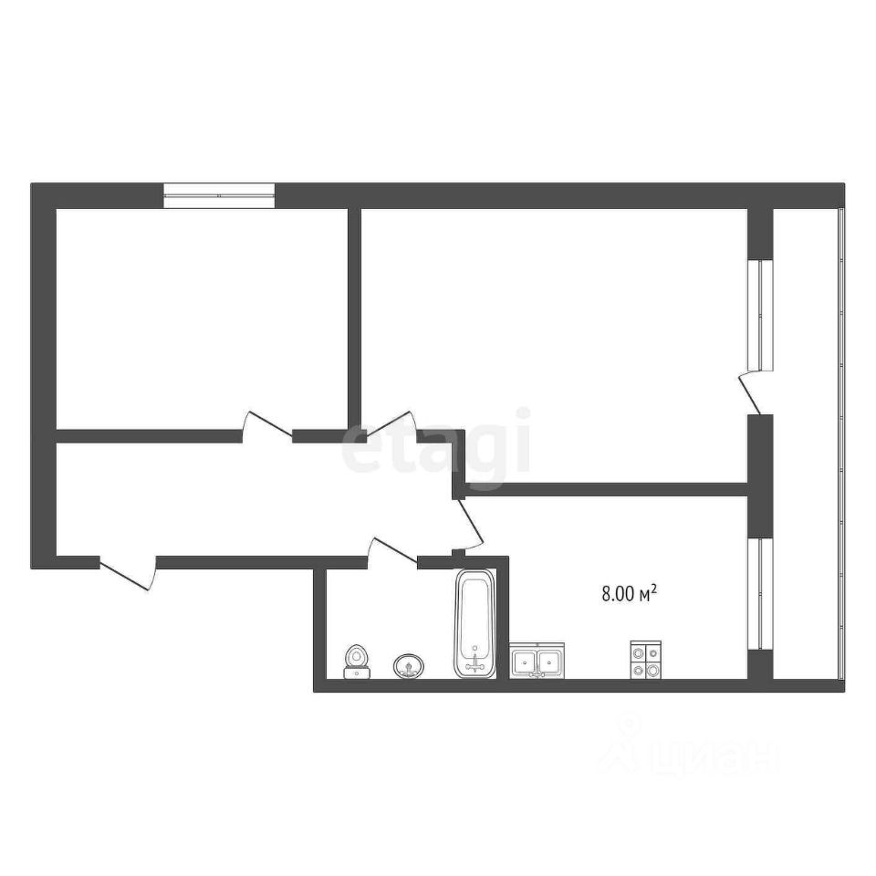 Комната 2-комн. 44.3 м² за 300 000 ₽ в с. Кумзеро — фото 2