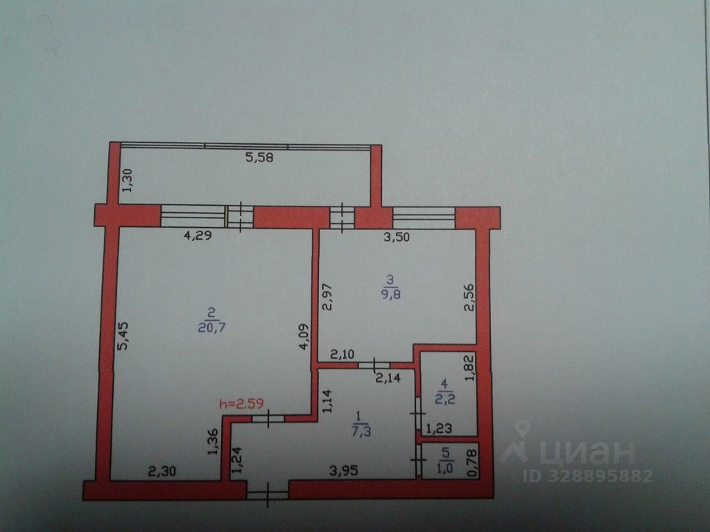 Квартира 1-комн. 41 м² за 1 000 000 ₽ в с. Кондоль — фото 1