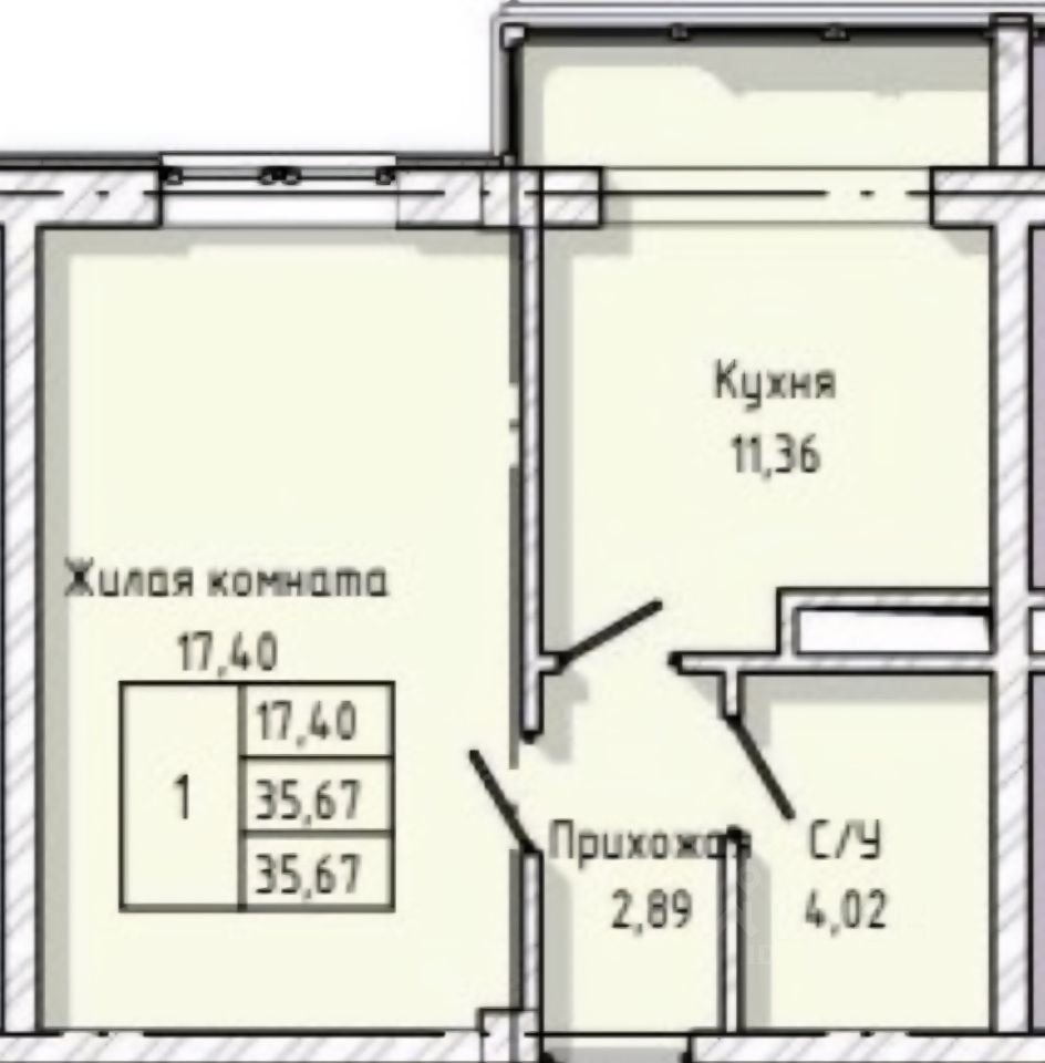 Комната 1-комн. 35 м² за 1 260 000 ₽ в Нальчик — фото 1